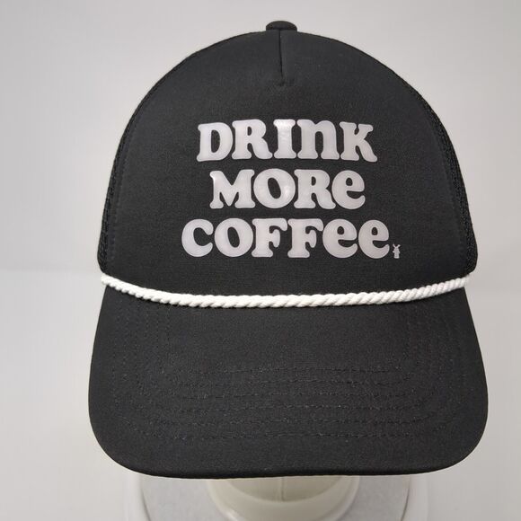 Drink More Coffee Snapack Rope Trucker Hat Black One Size Dutch Bros - Picture 2 of 8